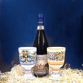 Coppia di calici artigianali decorati in ceramica umbra