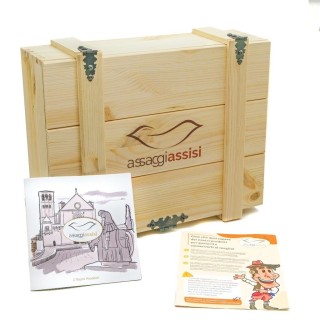 Cesto “AssaggiaFesta” confezione regalo in legno con prodotti tipici gastronomici Umbria