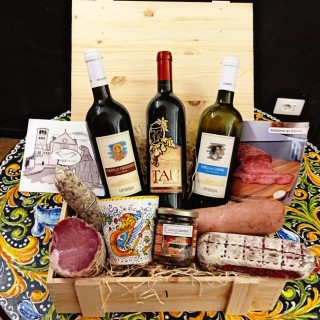 Cesto “AssaggiaFesta” confezione regalo in legno con prodotti tipici gastronomici Umbria