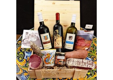 Cesto “AssaggiaFesta” confezione regalo in legno con prodotti tipici gastronomici Umbria